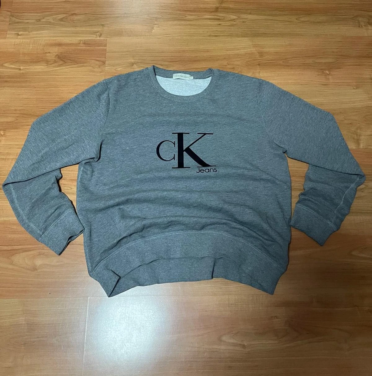 Sweat Calvin Klein Jeans Vintage Gris Logo Brodé Taille XL